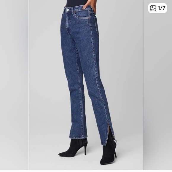 BLANKNYC cooper Long slim straight jeans 30 blue denim NWT Split High Waist - Picture 8 of 8